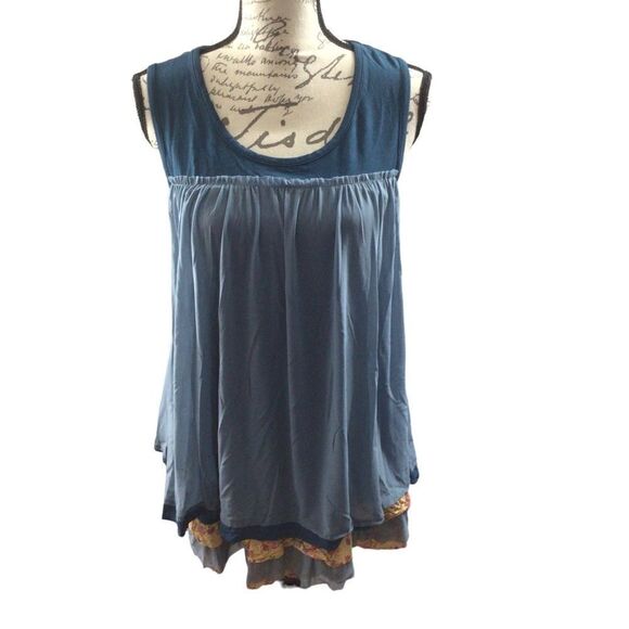 Woman’s Matilda‎ Jane School Spirit Multi Layer Floral Ruffle Blue Tunic Tank S - Picture 2 of 9